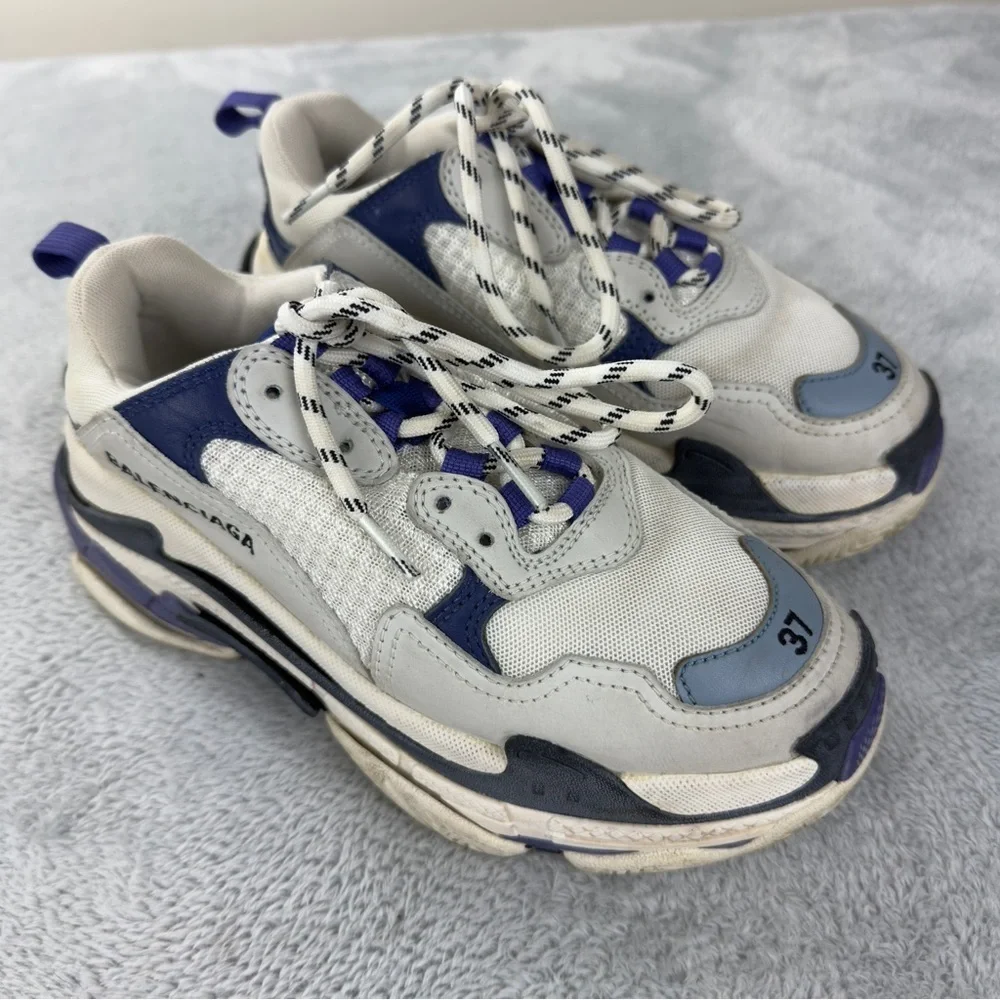 Balenciaga Triple S White Purple Women Size 7 - Picture 6 of 16